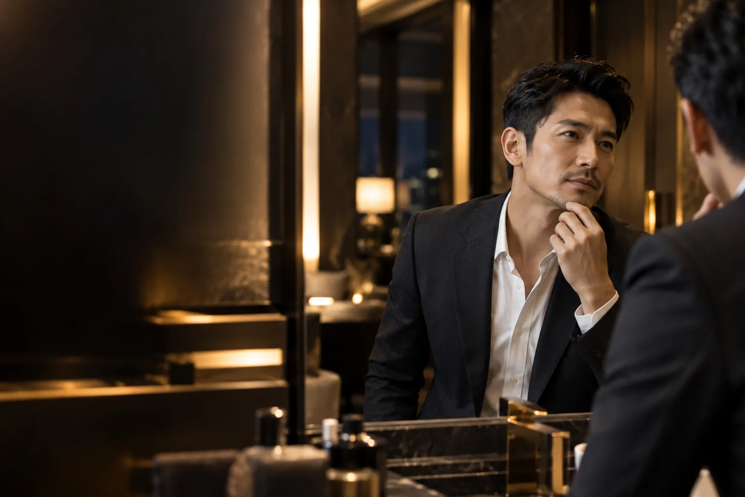 身だしなみを整える30代・40代の男性